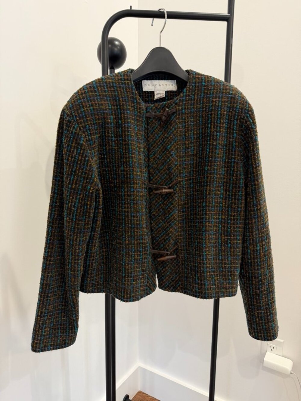 Doncaster Tweed Jacket Wool Blend Toggle Closure Size 4